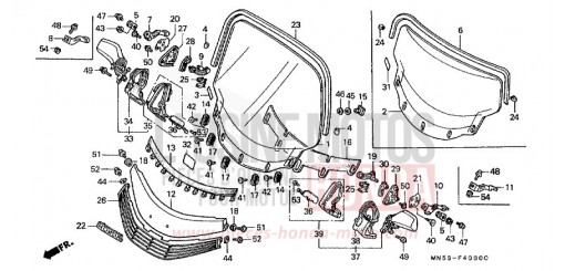 WIND SCREEN/RETROVISEUR (GL1500J/K/L/AM/AN) GL1500K de 1989